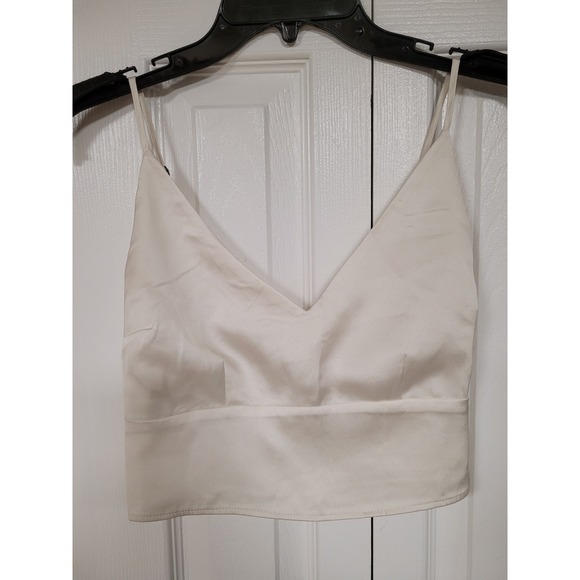 Abercrombie & Fitch Tops - Abercrombie & Fitch Y2K Cream Satin V-Neck Smocked Cropped Cami Top Size S